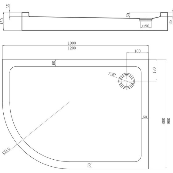 Поддон Veconi 120x80 см TZ55R-12080-C5 R - фото 2