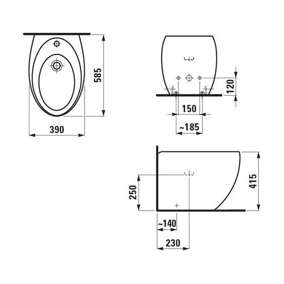 Биде напольное Laufen ILBAGNOALESSI ONE 8.3297.1.400.304.1 - фото 3