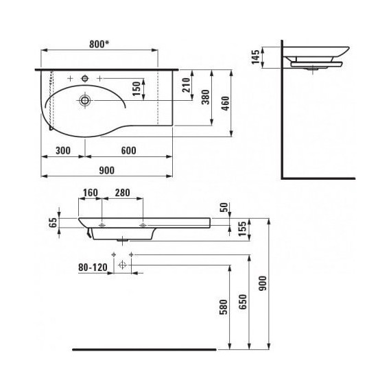 Раковина подвесная LAUFEN PALACE 90 см 8.1670.2.000.104.1 - фото 4