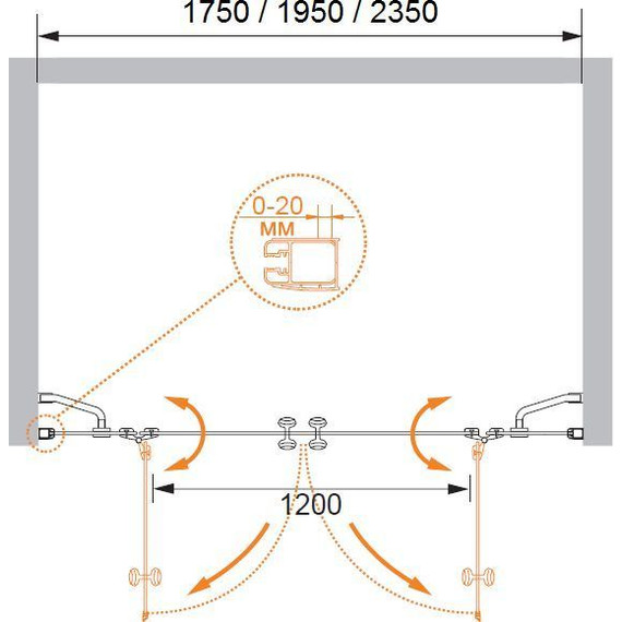 Душевая дверь Cezares 175 см ELENA-W-B-22-180-C-Cr, хром/прозрачное - фото 6