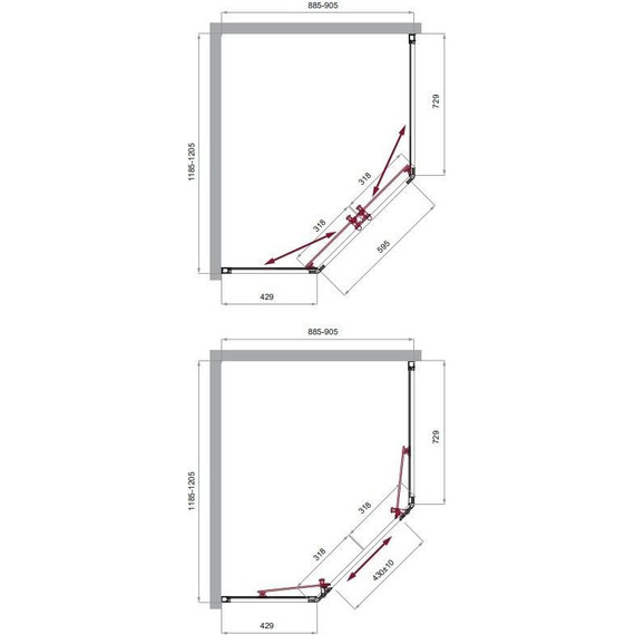 Душевое ограждение BelBagno 120x90 см UNO-195-PH-2-120/90-C-Cr, хром/прозрачное - фото 3