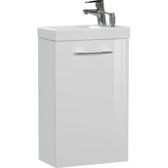 Тумба подвесная с раковиной Cersanit Lara 40 см A64179 (смеситель и дозатор в комплекте) белый - фото 