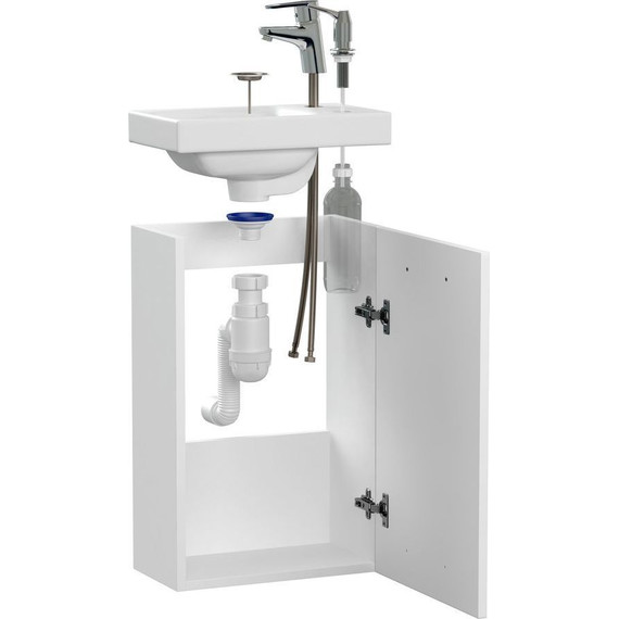 Тумба подвесная с раковиной Cersanit Lara 40 см A64179 (смеситель и дозатор в комплекте) белый - фото 5