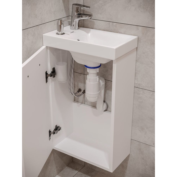Тумба подвесная с раковиной Cersanit Lara 40 см A64179 (смеситель и дозатор в комплекте) белый - фото 9