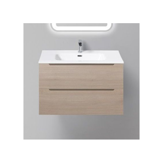 Тумба подвесная с раковиной BelBagno 80 см ETNA-800-2C-SO-RG-P (раковина LOV-800-LVB) Rovere Grigio, Цвет фасада: Rovere Grigio - фото 