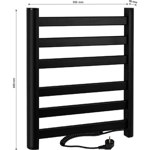 Полотенцесушитель электрический Brimix П6 500x600 мм 08071B, чёрный - фото 5