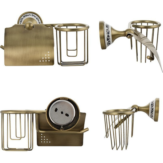 Держатель для туалетной бумаги с держателем для освежителя Brimix 94244, цвет бронза - фото 4