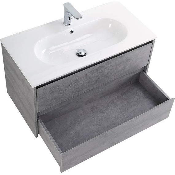 Тумба подвесная с раковиной BelBagno 100 см KRAFT-1000-2C-SO-CG (раковина LOV-1000-LVB) Cemento Grigio - фото 4