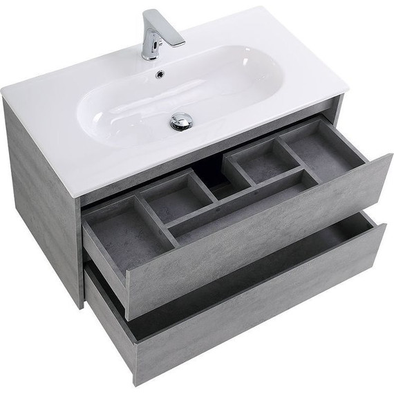 Тумба подвесная с раковиной BelBagno 100 см KRAFT-1000-2C-SO-CG (раковина LOV-1000-LVB) Cemento Grigio - фото 5