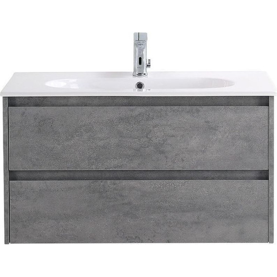 Тумба подвесная с раковиной BelBagno 90 см KRAFT-900-2C-SO-CG (раковина BB900ETL) Cemento Grigio - фото 