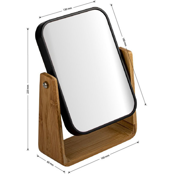 Зеркало косметическое настольное Санакс 75814, чёрный/дерево - фото 4