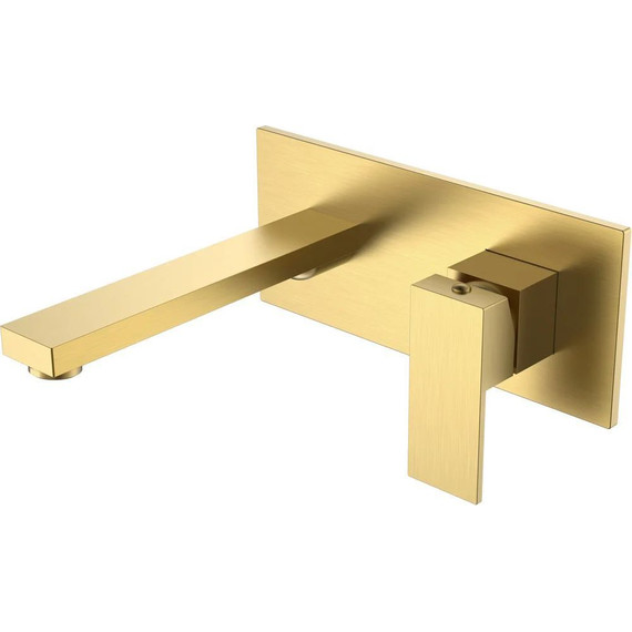 Смеситель для раковины настенный Boheme Qubic 475-MG (со скрытой частью) matt gold, Цвет производителя: matt gold - фото 