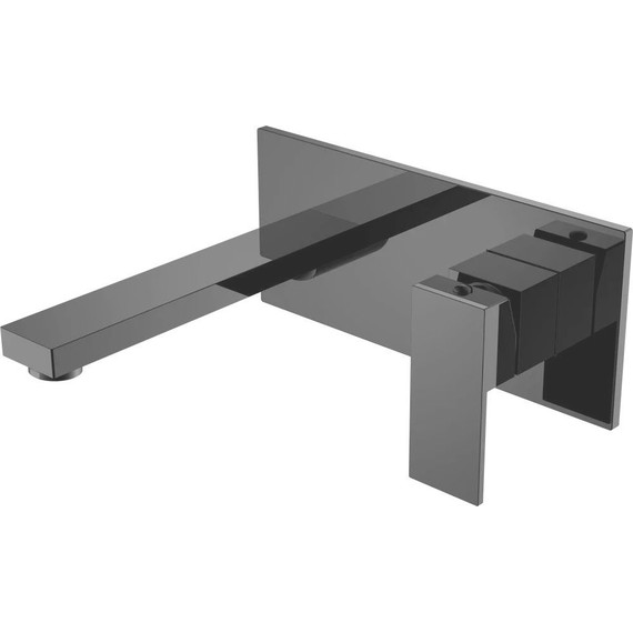 Смеситель для раковины настенный Boheme Qubic 475-SGM (со скрытой частью) shine gun metal, Цвет производителя: shine gun metal - фото 