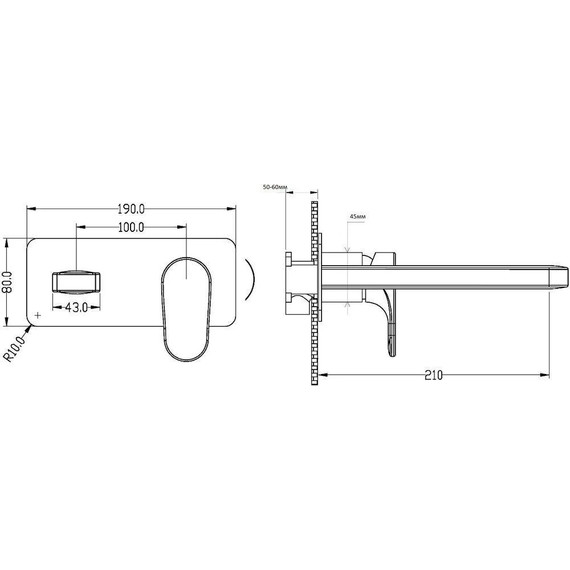 Смеситель для раковины настенный Boheme Spectre 455-CR (со скрытой частью) chrome, Цвет производителя: chrome - фото 2