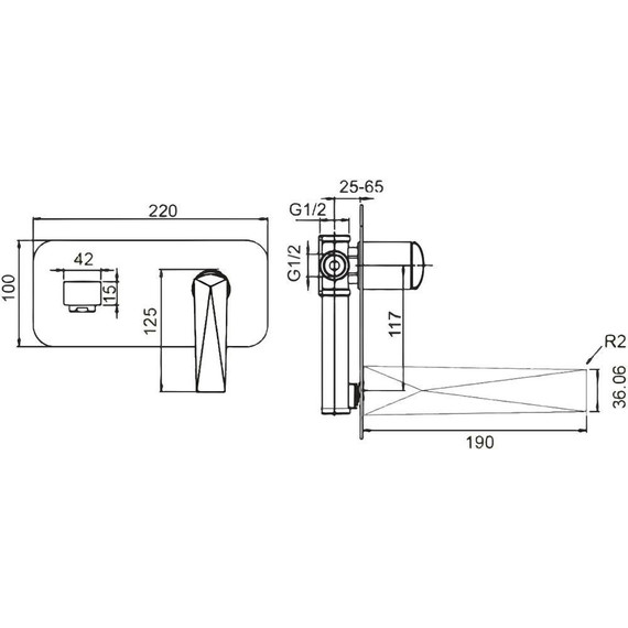 Смеситель для раковины настенный Boheme Venturo 385 (со скрытой частью) золото, Цвет производителя: золото - фото 2
