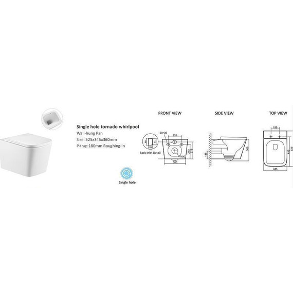 Унитаз подвесной безободковый CeramaLux TR5170 с тонкой крышкой микролифт (система смыва Торнадо) - фото 10