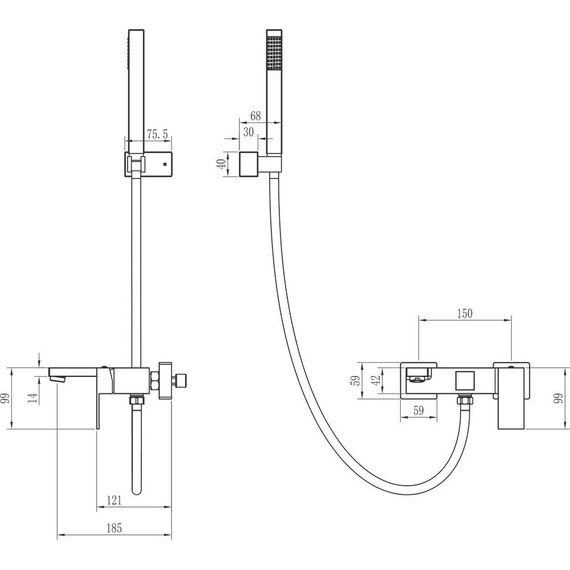 Смеситель для ванны Boheme Qubic 473-GM, gun metal, Цвет производителя: gun metal - фото 2