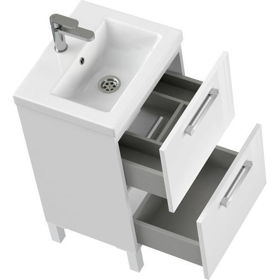 Тумба подвесная/напольная с раковиной Cersanit Melar 50 см B-SU-MEL-CM50, 2 ящика, белый - фото 6