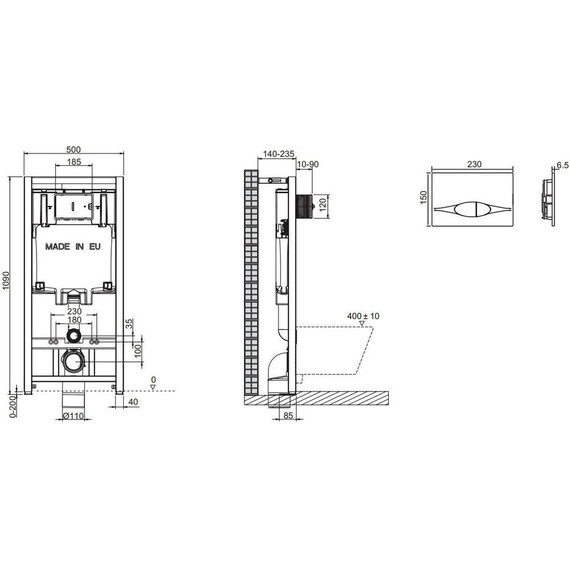 Инсталляция с подвесным унитазом комплект: Jacob Delafon Brive E21733RU-00 с подвесным унитазом, сиденье микролифт, кнопка смыва хром - фото 3