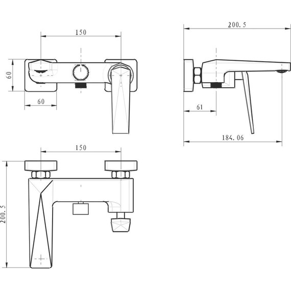Смеситель для ванны Boheme Venturo 373-B, black chrome, Цвет производителя: black chrome - фото 2