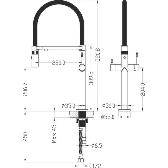 Смеситель для кухни Boheme Uno 115-MG, чёрный/золото, Цвет производителя: чёрный, золото матовое - фото 3
