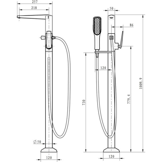 Смеситель для ванны напольный Boheme Venturo 389-W, white gold, Цвет производителя: white gold - фото 3