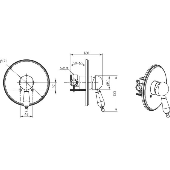 Смеситель для душа Boheme Crystal 285-CRST (со скрытой частью) золото - фото 2