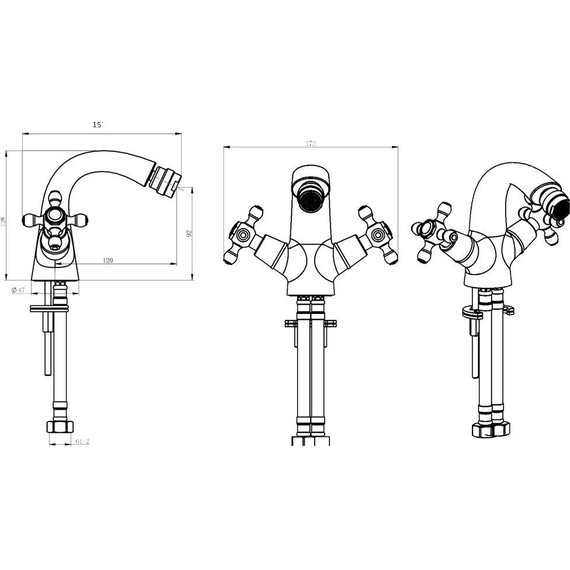 Смеситель для биде Boheme Camelia 316, бронза - фото 2