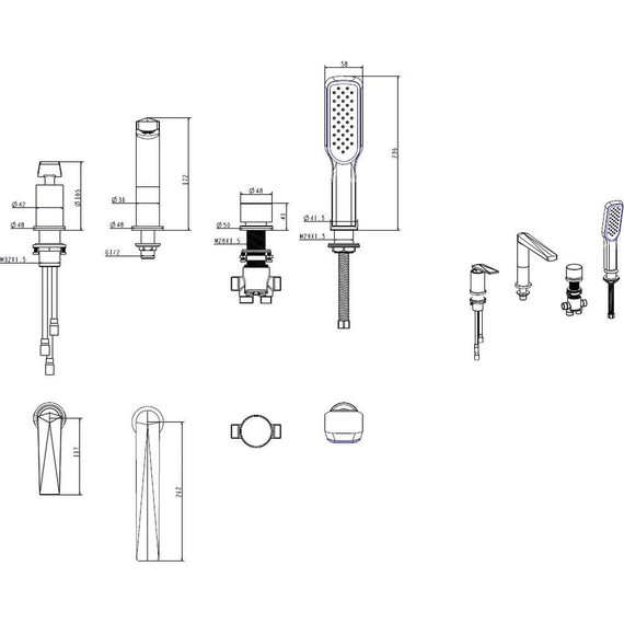 Смеситель для ванны Boheme Venturo 380-W, white gold, Цвет производителя: white gold - фото 2
