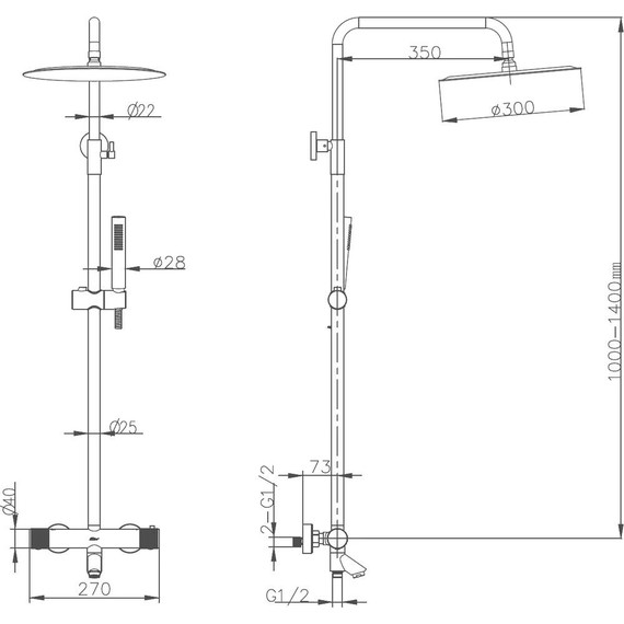 Душевая стойка с термостатом Boheme Uno 468-T-G, золото, Цвет производителя: золото - фото 2