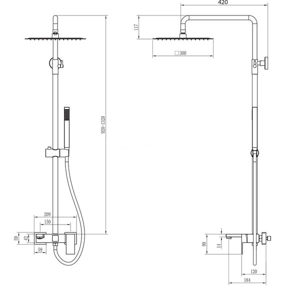 Душевая стойка Boheme Qubic 478-BR, бронза, Цвет производителя: бронза - фото 2