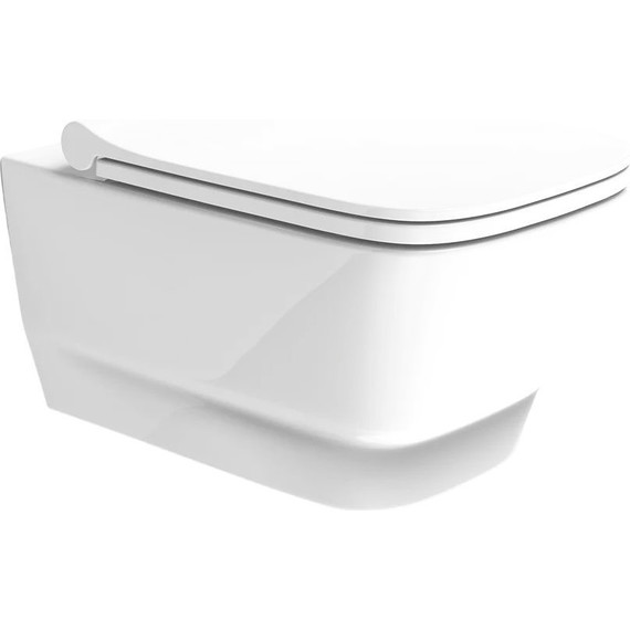 Унитаз подвесной безободковый Boheme Bello 971-W с тонкой крышкой микролифт, белый глянцевый, Цвет производителя: белый глянцевый - фото 