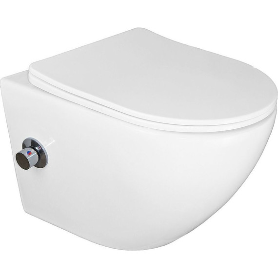 Унитаз-биде подвесной безободковый Azario Allegro AZ-3105B с тонкой крышкой микролифт - фото 