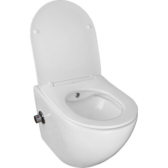 Унитаз-биде подвесной безободковый Azario Allegro AZ-3105B с тонкой крышкой микролифт - фото 2