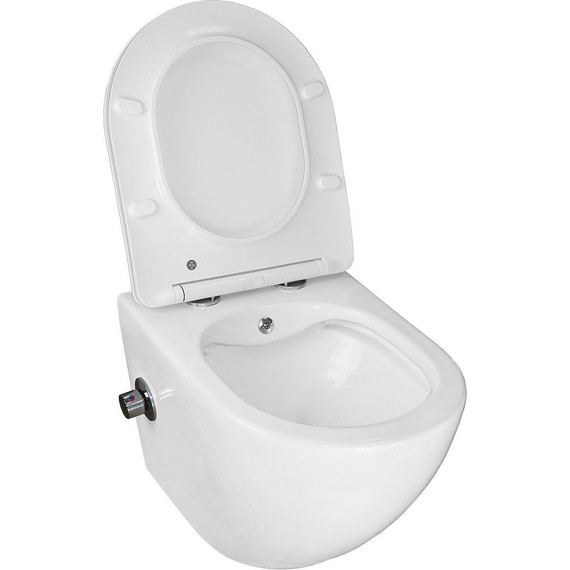 Унитаз-биде подвесной безободковый Azario Allegro AZ-3105B с тонкой крышкой микролифт - фото 3