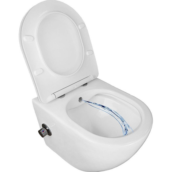 Унитаз-биде подвесной безободковый Azario Allegro AZ-3105B с тонкой крышкой микролифт - фото 4