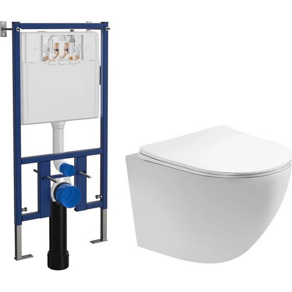 Инсталляция с подвесным унитазом комплект: Loranto 4501 с подвесным безободковым унитазом Aquatek Европа AQ1900-00 сиденье микролифт - фото 