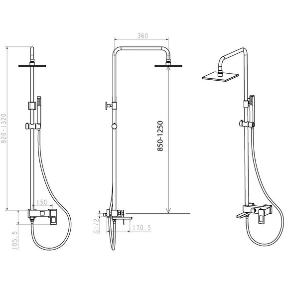 Душевая стойка Boheme Q 148-WCR, white chrome, Цвет производителя: white chrome - фото 2
