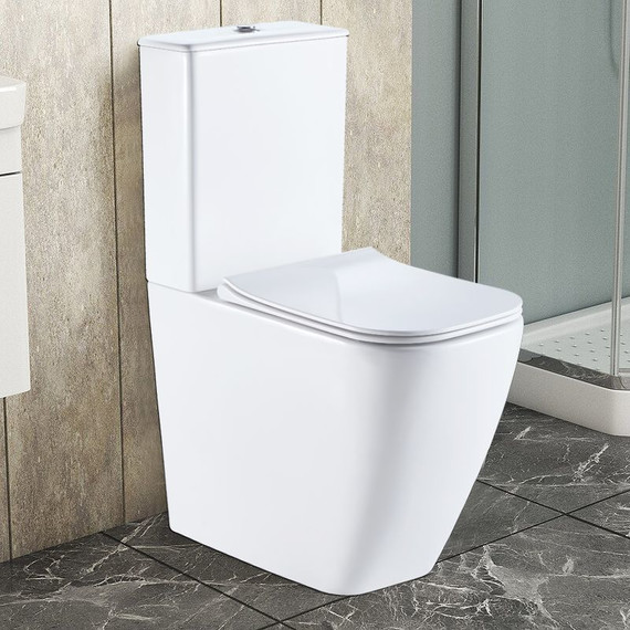 Унитаз-компакт безободковый Azario Mirada S AZ-1288A с тонкой крышкой микролифт, Цвет производителя: белый - фото 16