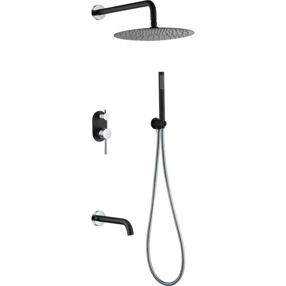 Душевая система для ванны Boheme Uno 464-2-BCR (со скрытой частью) black chrome, Цвет производителя: black chrome - фото 