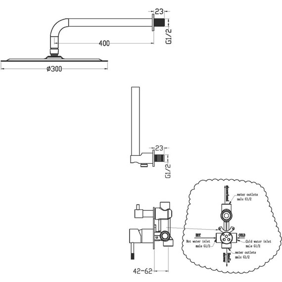 Душевая система для душа Boheme Uno 464-BCR (со скрытой частью) black chrome, Цвет производителя: black chrome - фото 2