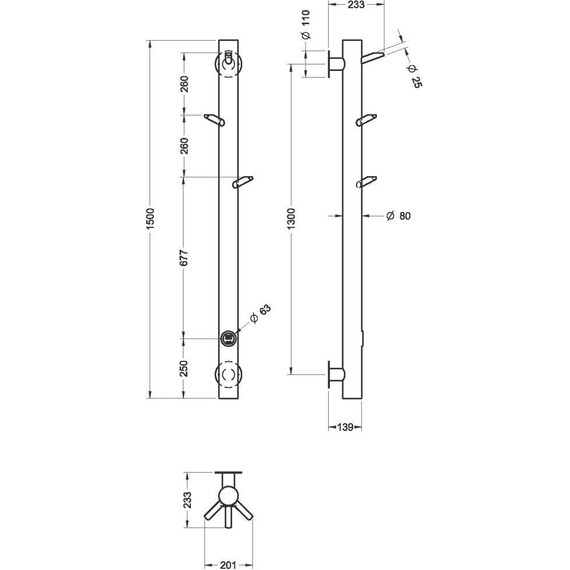 Полотенцесушитель электрический Boheme Uno П1 1300x200 мм 724-G, gold, Цвет производителя: gold - фото 3