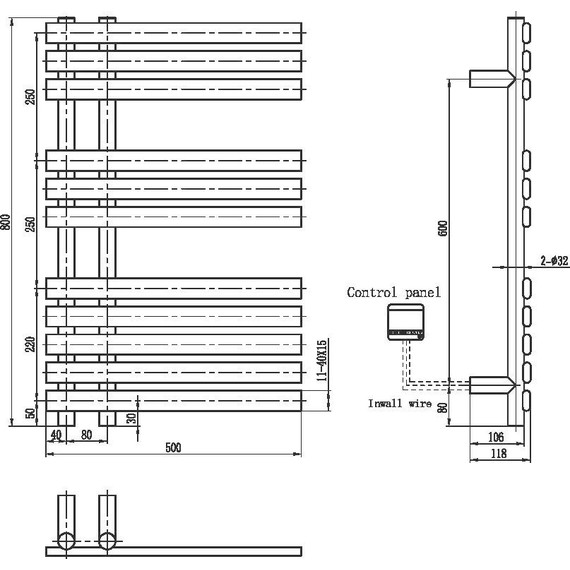 Полотенцесушитель электрический Boheme Venturo П11 80x800 мм 723-MW, matt white, Цвет производителя: matt white - фото 2