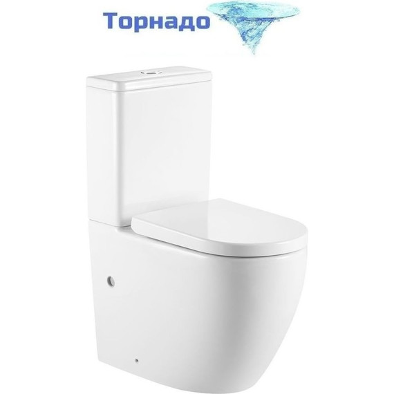 Унитаз-компакт безободковый Тритон Corso CO-3806 с крышкой микролифт (система смыва торнадо) - фото 