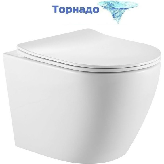 Унитаз подвесной безободковый Тритон Verso 1832 с тонкой крышкой микролифт (система смыва торнадо) - фото 
