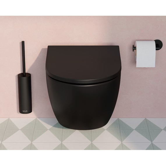Унитаз подвесной безободковый Vitra Sento 7748B083-0101, чёрный матовый, Цвет производителя: чёрный матовый - фото 3