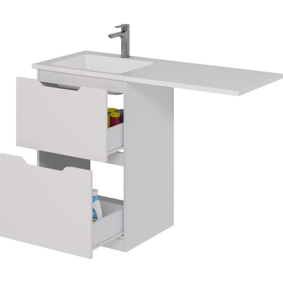 Тумба напольная с раковиной-столешницей Dreja Bona 120 см L 99.0451, белый глянцевый - фото 6