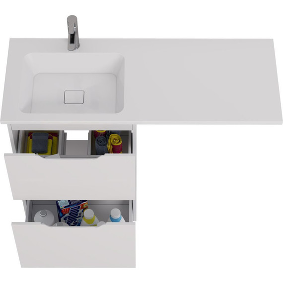 Тумба напольная с раковиной-столешницей Dreja Bona 120 см L 99.0451, белый глянцевый - фото 7