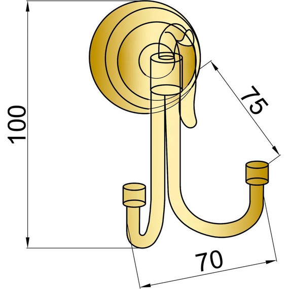 Двойной крючок Boheme Medici 10606, бронза - фото 2
