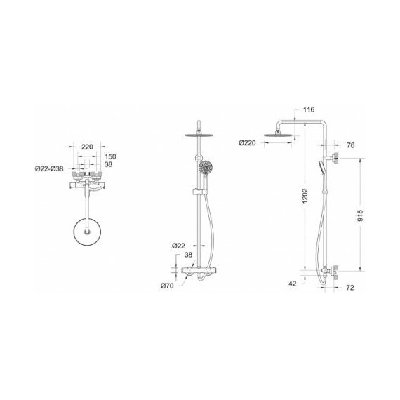 Душевая стойка с термостатом BRAVAT WATERFALL F939114C-A2-RUS - фото 3